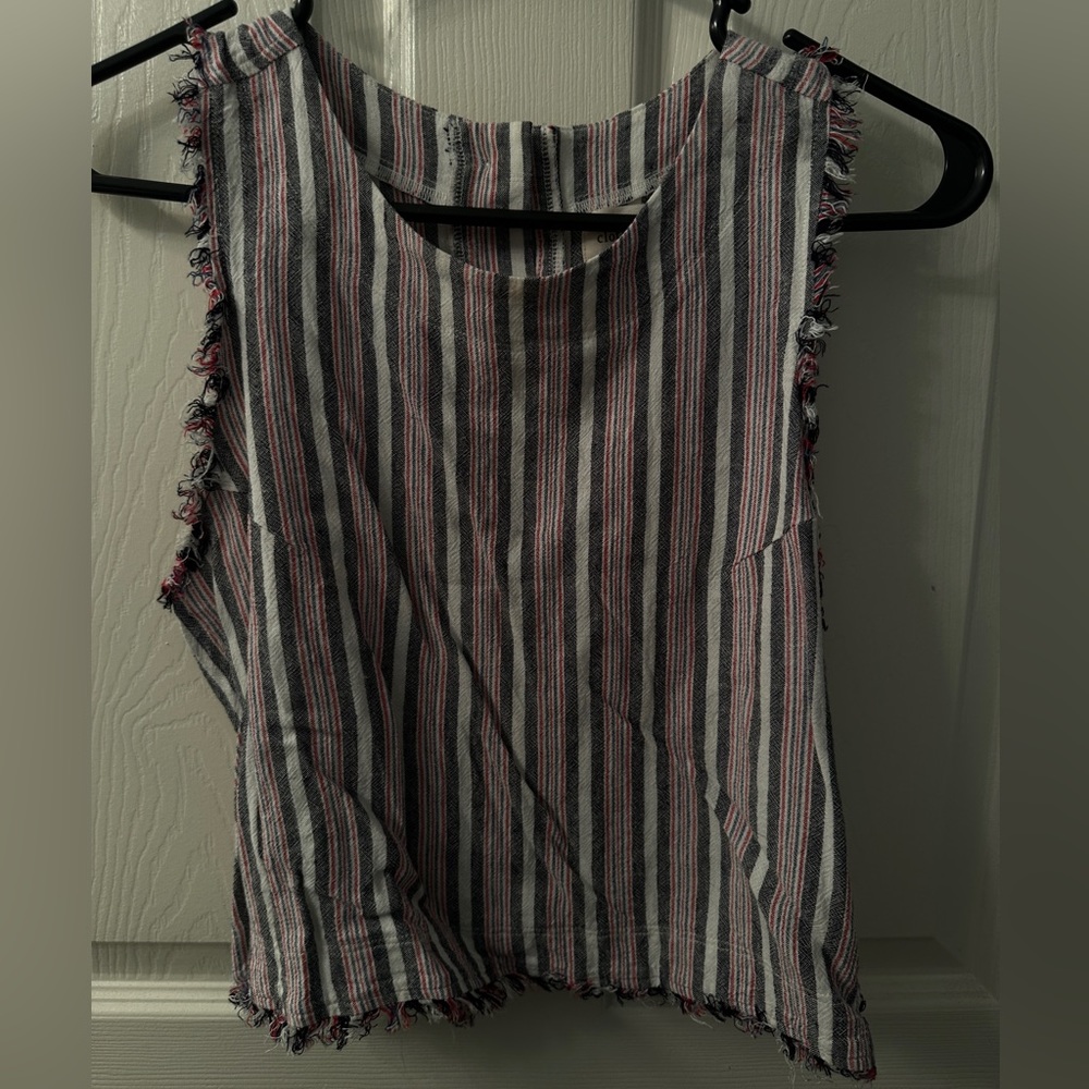 Cloth & Stone Linen Sleeveless Striped Crop Top